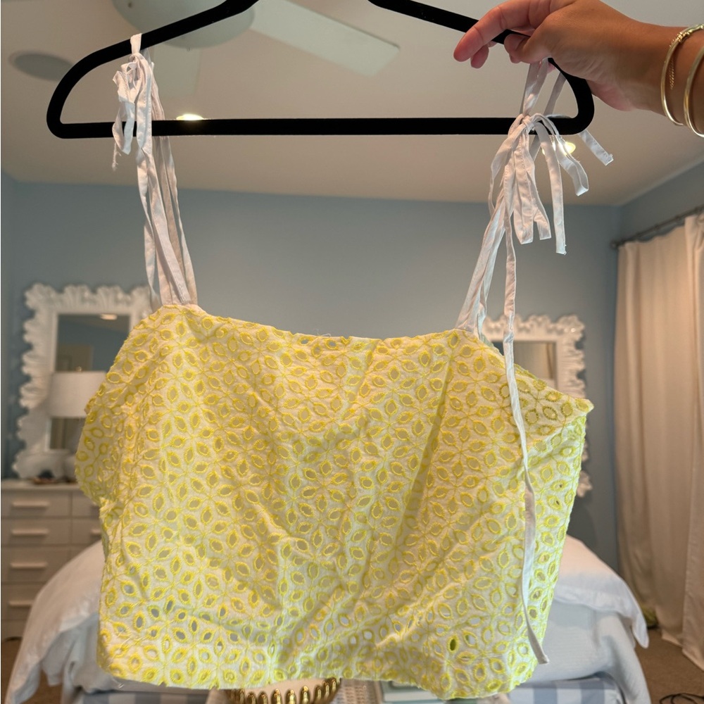 Sugarlips Yellow Eyelet Crop Top and Short Set - Picture 3 of 9